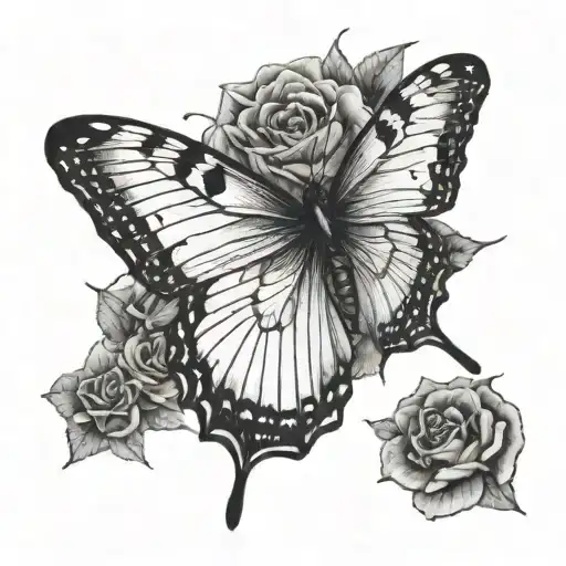 butterfly fly with LLL tattoo design idea