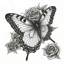 butterfly fly with LLL tattoo design idea