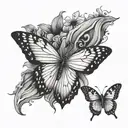butterfly fly with LLL tattoo design idea