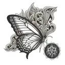 butterfly fly with LLL tattoo design idea