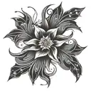 Viking lily wrap around fireworks tattoo design idea
