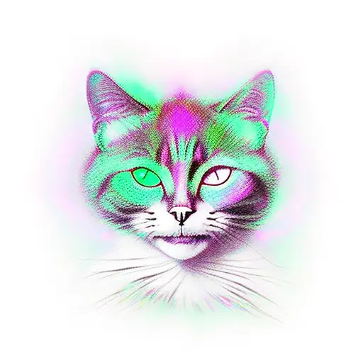 black cat magic with aurora borealis tattoo design idea