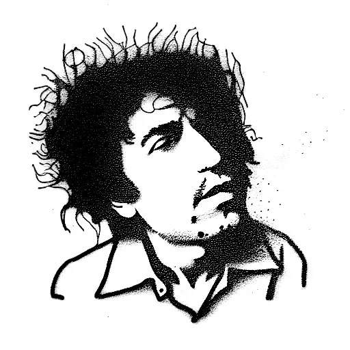 Bob Dylan with a guitar  tattoo design idea