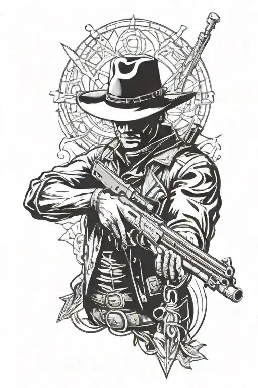 outlaw gunslinger tattoo design idea