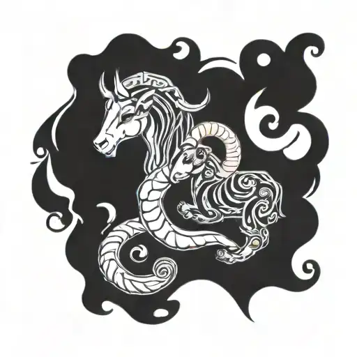 capricorn and aries zodiac tattoo design idea