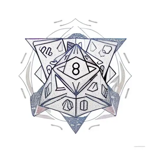 dragon sleeping on books with kitten playing with a 20 sided dice nearby tattoo design idea