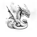Dragon with clouds tattoo design idea