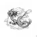 Dragon with clouds tattoo design idea