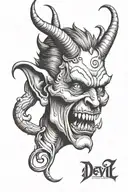 Devil shedding a tear drop tattoo design idea