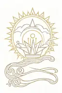crown, wave, envelope, sun tattoo tattoo design idea