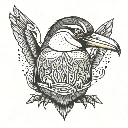 kadu maverick penguin angry face with chick tattoo design idea
