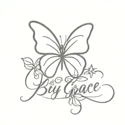 by grace through faith with butterfly tattoo design idea