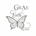 by grace through faith with butterfly tattoo design idea