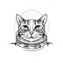 the cat Felix astronaut meditating on the full moon tattoo design idea
