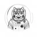 the cat Felix astronaut meditating on the full moon tattoo design idea