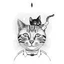 the cat Felix astronaut meditating on the full moon tattoo design idea