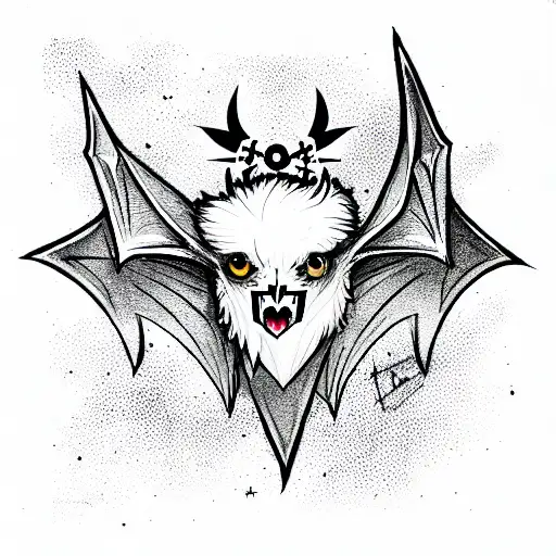 a bat with a Maltese cross tattoo design idea