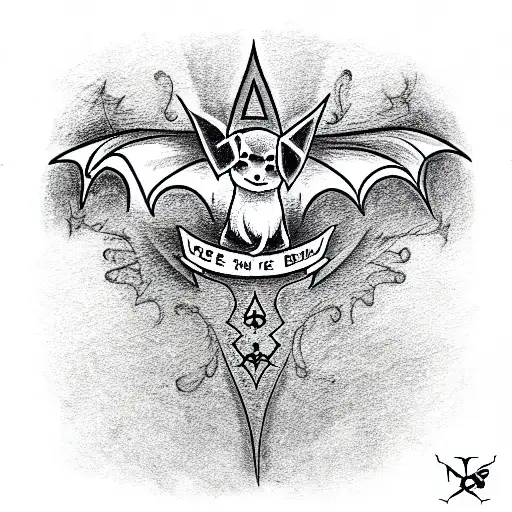 a bat with a Maltese cross tattoo design idea