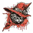 black cat in a witch hat tattoo design idea