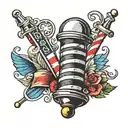 barber pole tattoo design idea