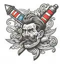 barber pole tattoo design idea