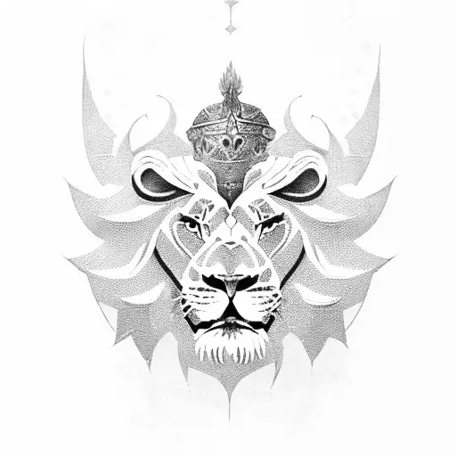 Lion shield sword crest tattoo design idea
