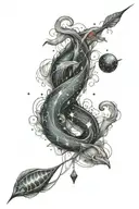 pisces virgo and Scorpio constellation intertwined tattoo design idea