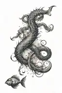 pisces virgo and Scorpio constellation intertwined tattoo design idea