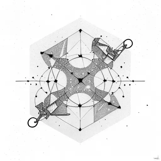 Skateboarding tricks depicted as a constellation in the night sky tattoo design idea