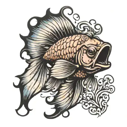 beta fish swimming gracefully tattoo design idea