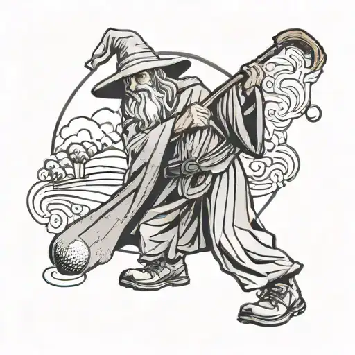 Gandalf Golfing tattoo design idea