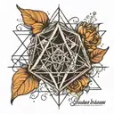icosahedron with the phrase "No one’s ever gone. They’re a part of you and everyone you love" making up the lines tattoo design idea
