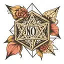 icosahedron with the phrase "No one’s ever gone. They’re a part of you and everyone you love" making up the lines tattoo design idea