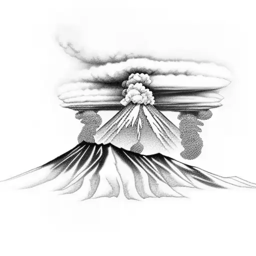 two volcanoes with smoke coming out of them  tattoo design idea