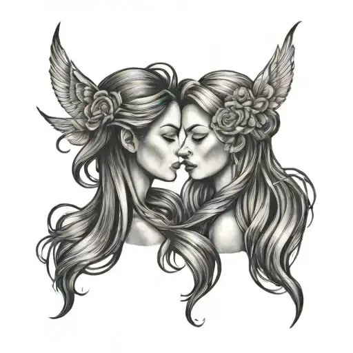 Gemini Sisters hair tattoo design idea