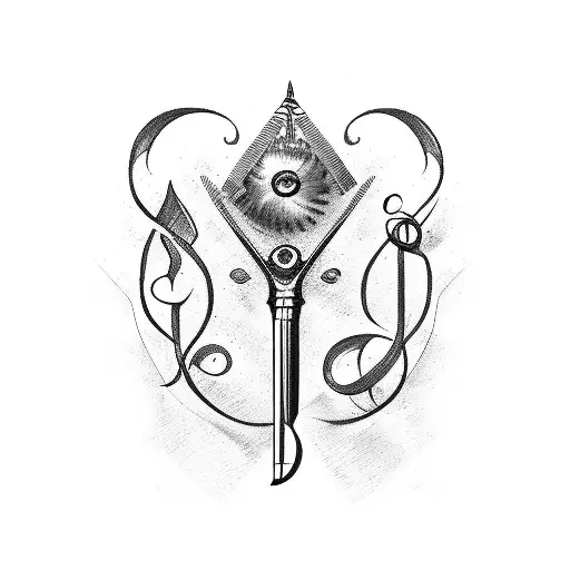 Hairdresser scissor with treble clef tattoo design idea