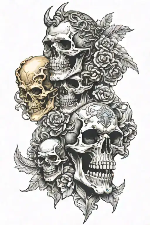 skull and hades Greek god tattoo design idea