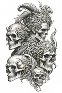 skull and hades Greek god tattoo design idea