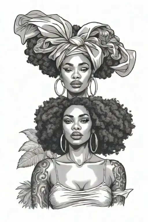 Afro Latina woman tattoo design idea