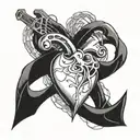 heart compound bow tied together representing the client's tattoo design idea