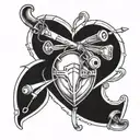 heart compound bow tied together representing the client's tattoo design idea