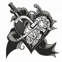 heart compound bow tied together representing the client's tattoo design idea