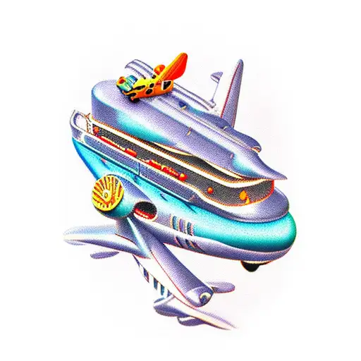 travel vintage train car boat airplane tattoo design idea