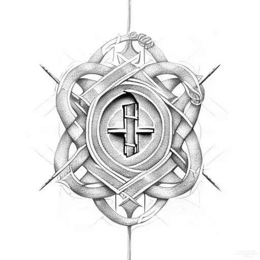 A trap symbol intertwined with a biblical quote tattoo design idea