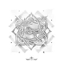 A trap symbol intertwined with a biblical quote tattoo design idea