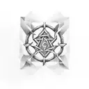 A trap symbol intertwined with a biblical quote tattoo design idea