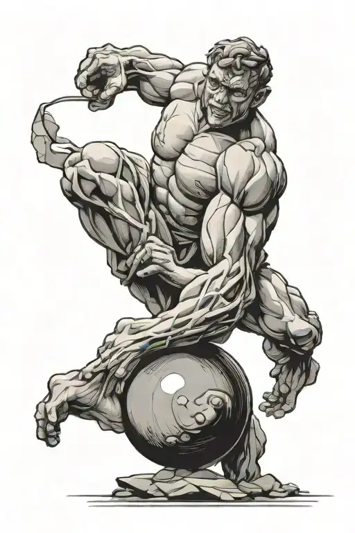 sisyphus pushing stone tattoo design idea