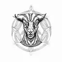  goat with pentagram tattoo design idea