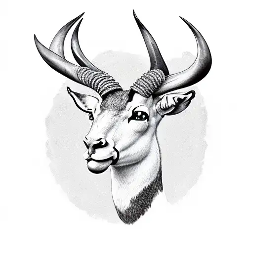 springbok head with the words " gu bràth" underneath tattoo design idea
