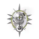 blend of springbok head with surgery and compass tattoo design idea
